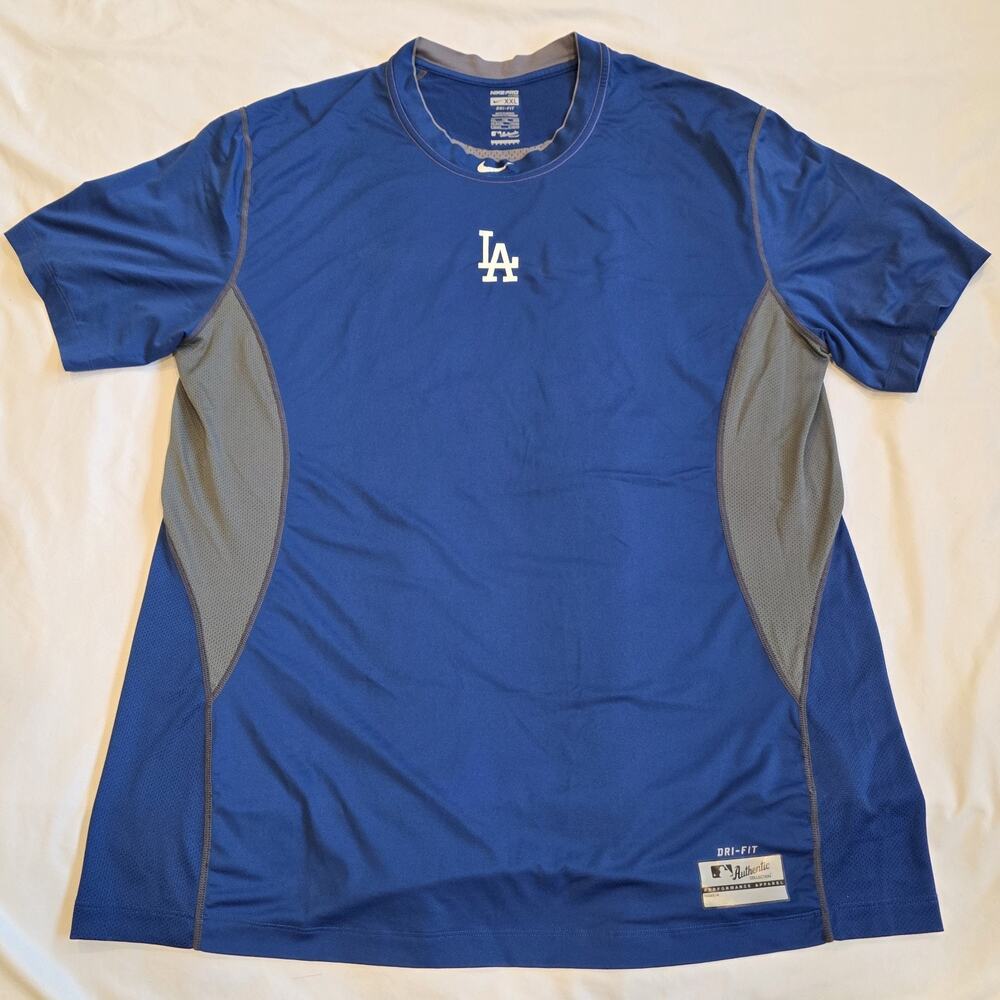 Nike Pro Fitted LA Dodgers Dri Fit Performance Shirt Vented Blue Men Sz XXL